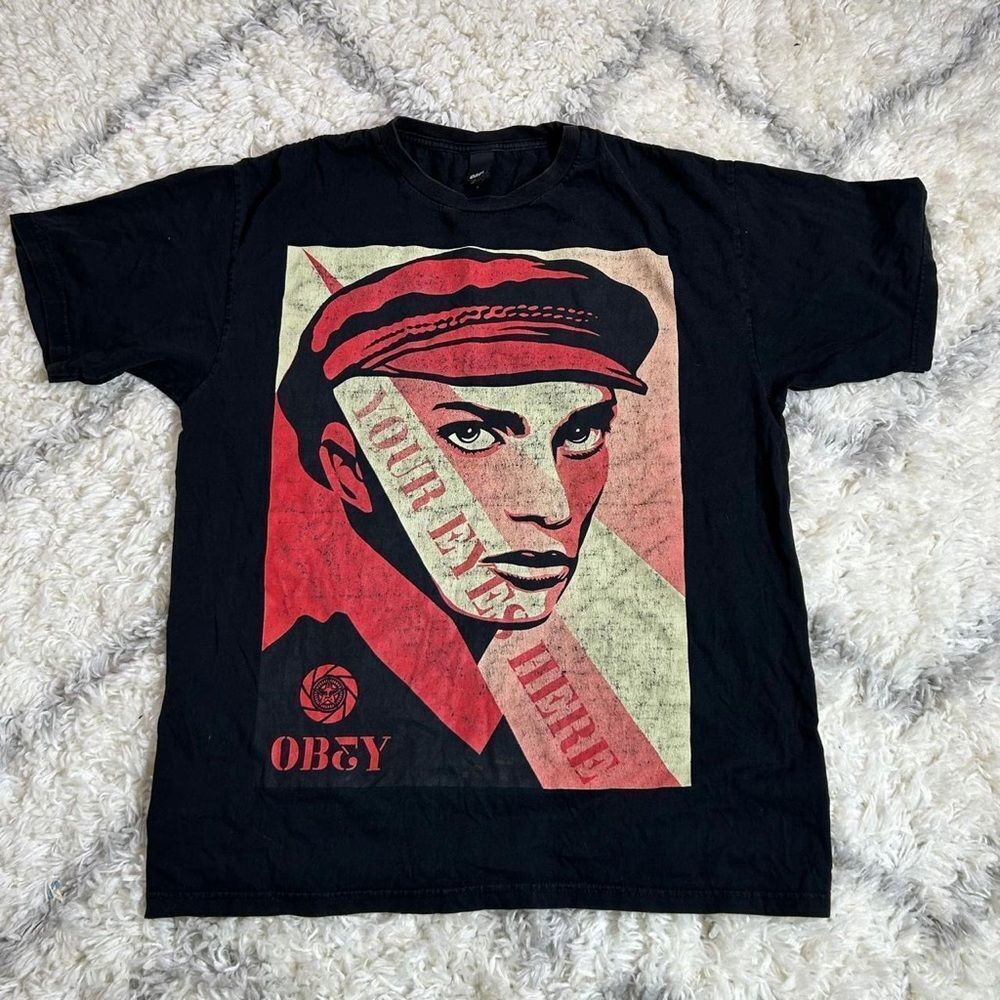Obey Black and Red Graphic Tee
